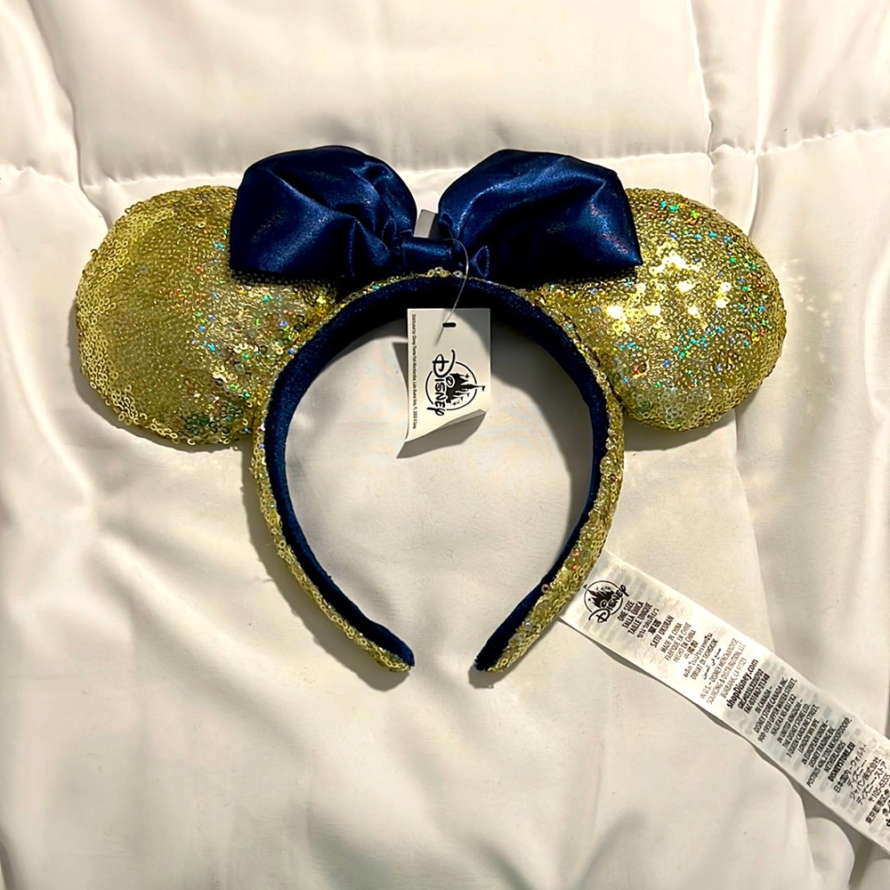 Disney Gold and Blue Sequin Minnie Mouse Ears